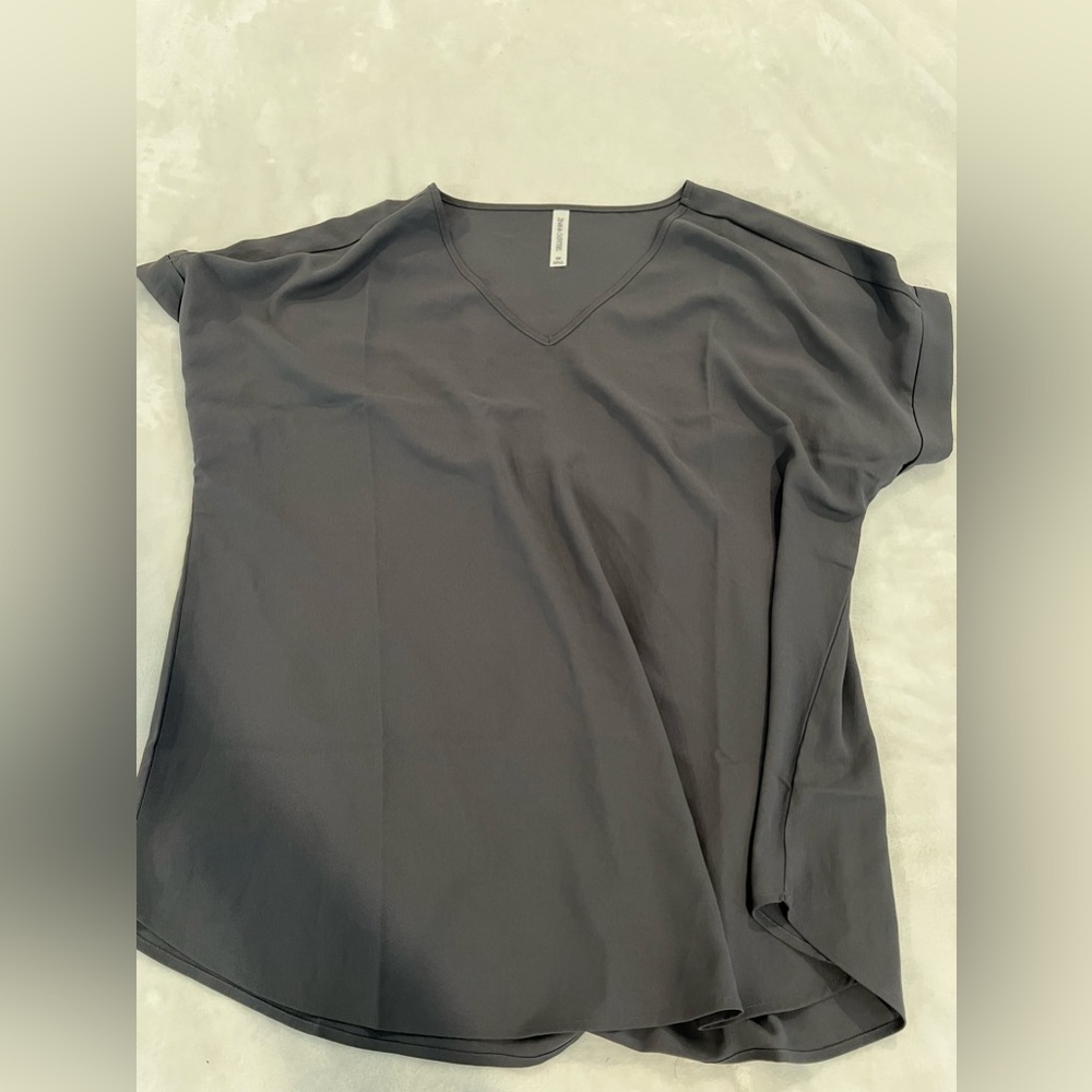Gray V-Neck Blouse